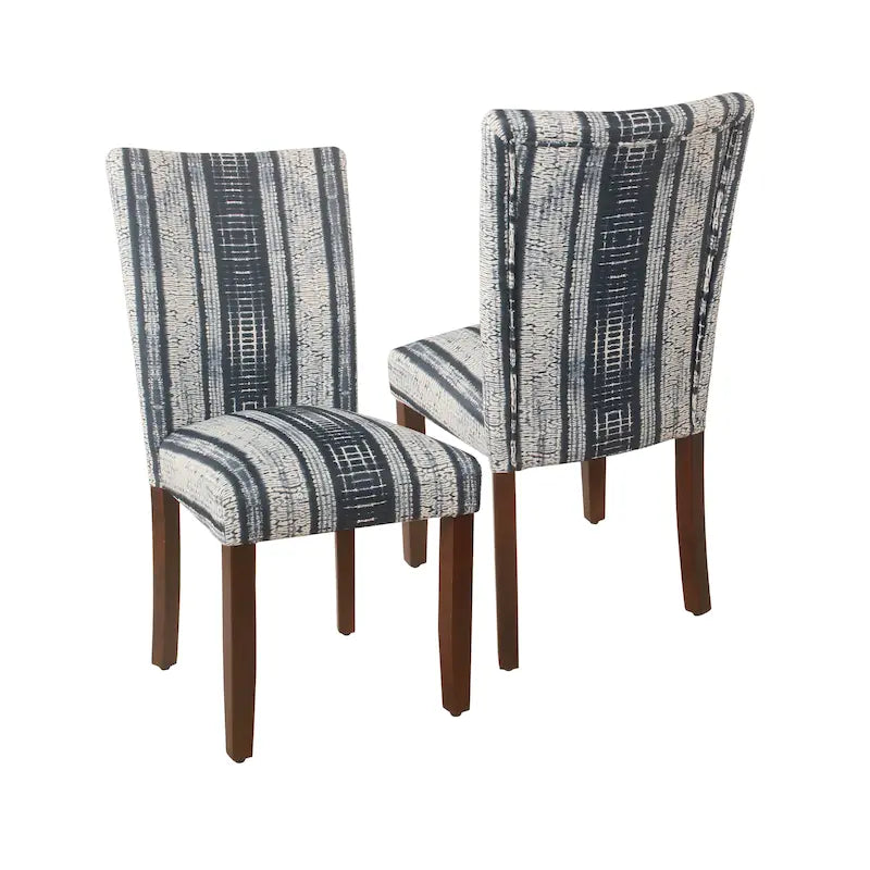 Classic Parsons Upholstered Dining Chair with Wood Legs and Patterned Fabric, Set of 2, Multi-Color