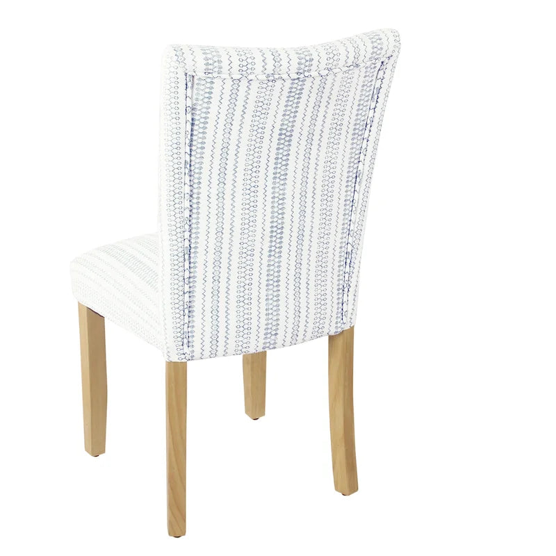 Classic Parsons Upholstered Dining Chair with Wood Legs and Patterned Fabric, Set of 2, Multi-Color