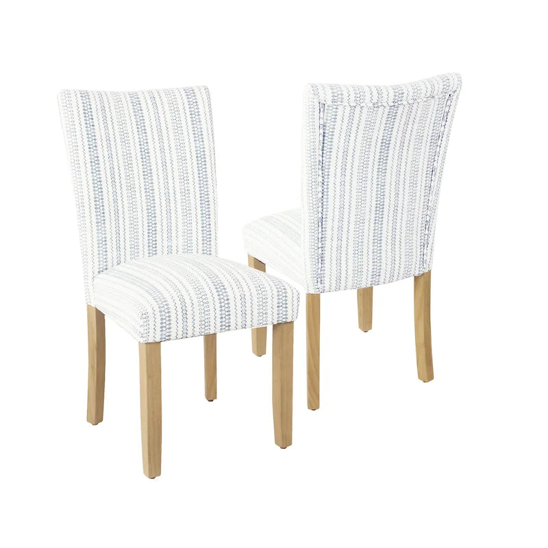 Sedia da pranzo imbottita classica in stile Parsons con gambe in legno e tessuto fantasia, set di 2, multicolore