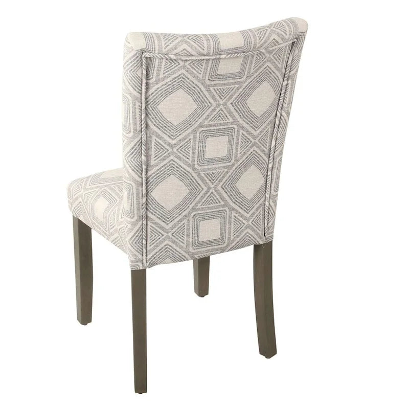 Sedia da pranzo imbottita classica in stile Parsons con gambe in legno e tessuto fantasia, set di 2, multicolore