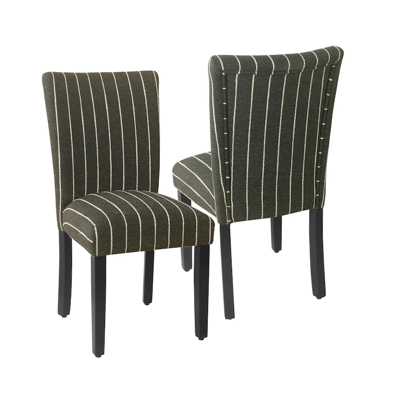 Sedia da pranzo imbottita classica in stile Parsons con gambe in legno e tessuto fantasia, set di 2, multicolore