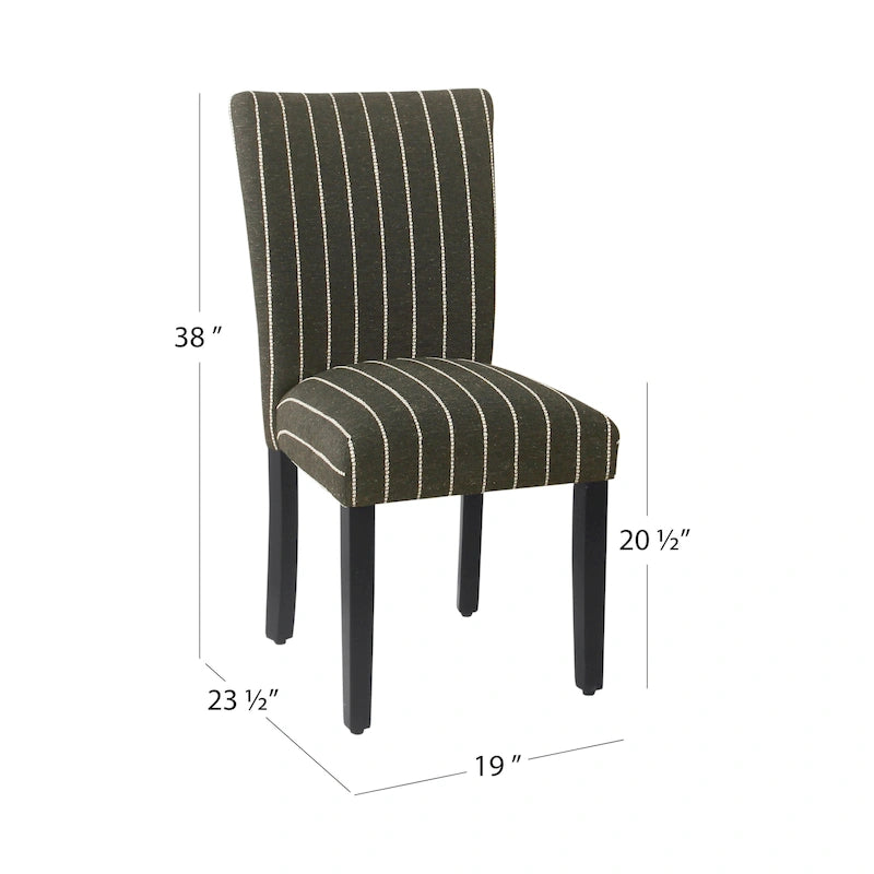 Sedia da pranzo imbottita classica in stile Parsons con gambe in legno e tessuto fantasia, set di 2, multicolore