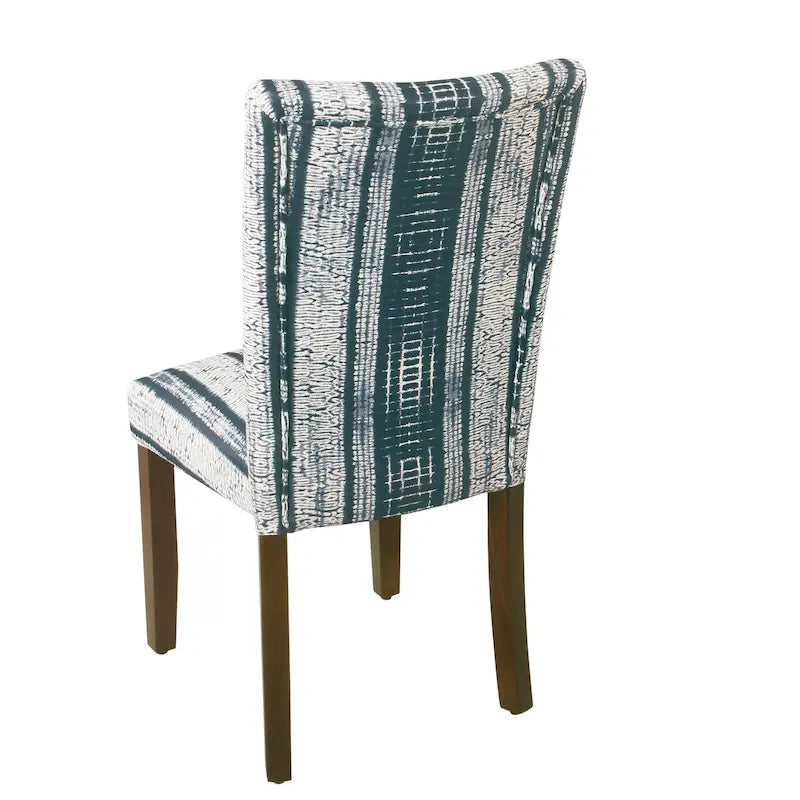 Sedia da pranzo imbottita classica in stile Parsons con gambe in legno e tessuto fantasia, set di 2, multicolore