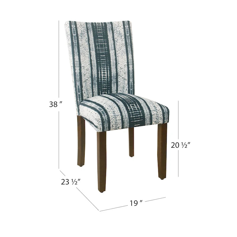 Sedia da pranzo imbottita classica in stile Parsons con gambe in legno e tessuto fantasia, set di 2, multicolore