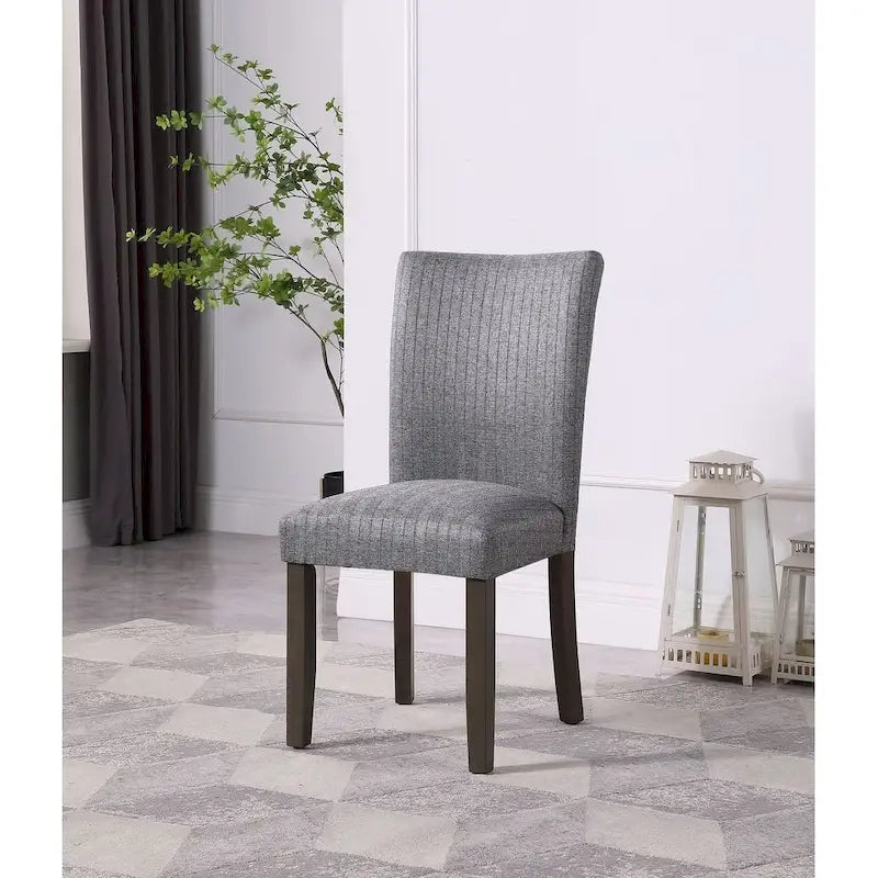 Classic Parsons Upholstered Dining Chair with Wood Legs and Patterned Fabric, Set of 2, Multi-Color
