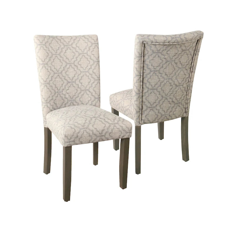 Sedia da pranzo imbottita classica in stile Parsons con gambe in legno e tessuto fantasia, set di 2, multicolore