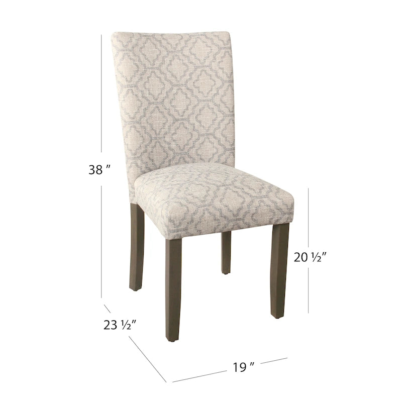 Sedia da pranzo imbottita classica in stile Parsons con gambe in legno e tessuto fantasia, set di 2, multicolore