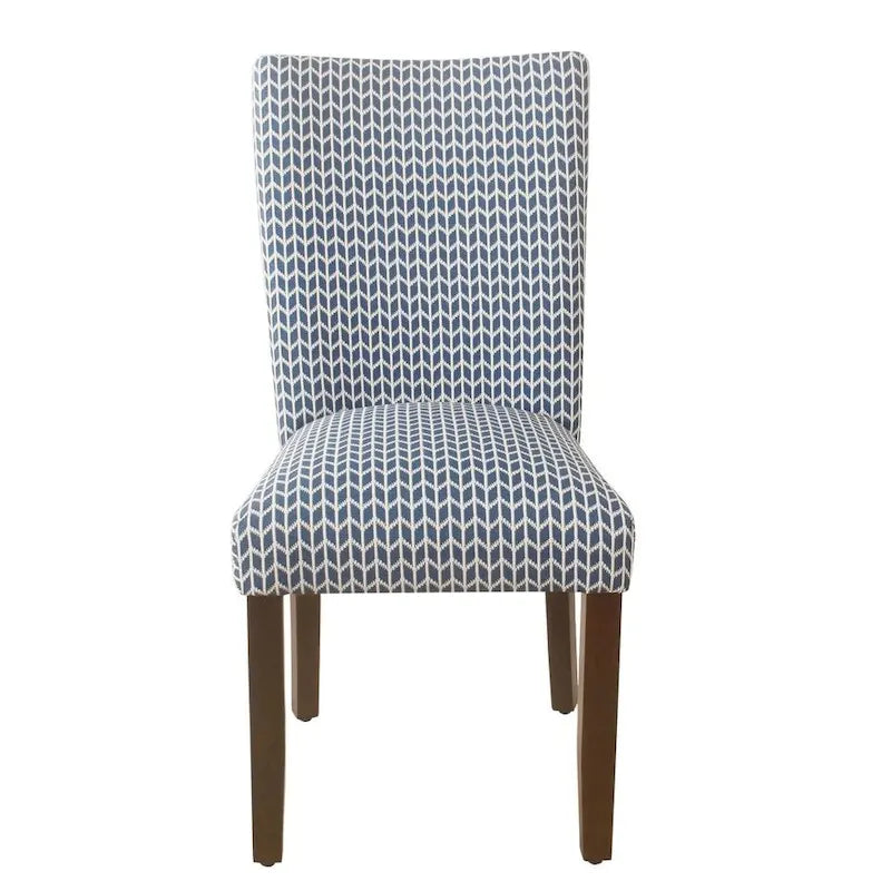Sedia da pranzo imbottita classica in stile Parsons con gambe in legno e tessuto fantasia, set di 2, multicolore