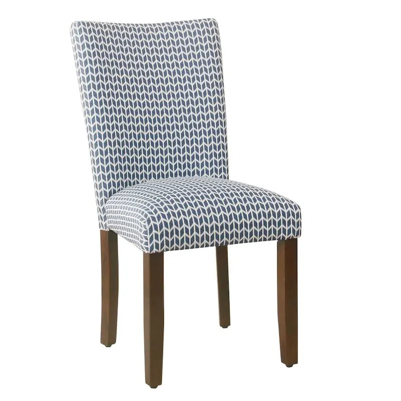Sedia da pranzo imbottita classica in stile Parsons con gambe in legno e tessuto fantasia, set di 2, multicolore