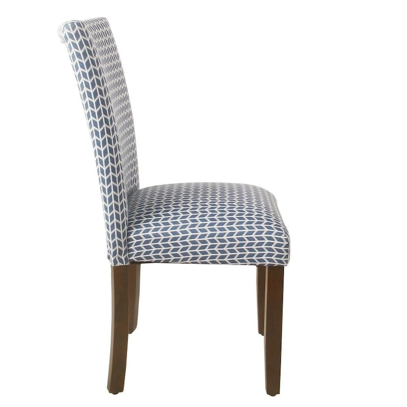 Sedia da pranzo imbottita classica in stile Parsons con gambe in legno e tessuto fantasia, set di 2, multicolore