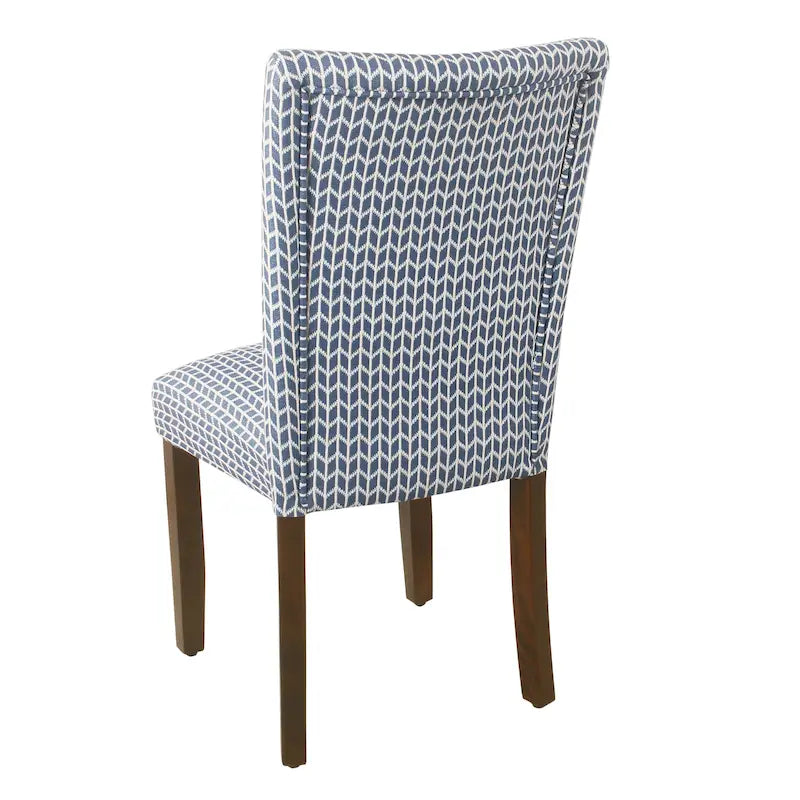 Sedia da pranzo imbottita classica in stile Parsons con gambe in legno e tessuto fantasia, set di 2, multicolore