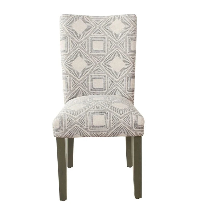 Sedia da pranzo imbottita classica in stile Parsons con gambe in legno e tessuto fantasia, set di 2, multicolore