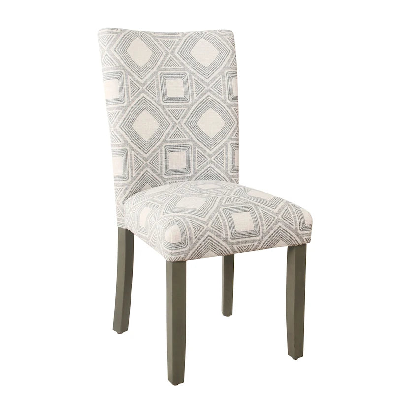 Sedia da pranzo imbottita classica in stile Parsons con gambe in legno e tessuto fantasia, set di 2, multicolore