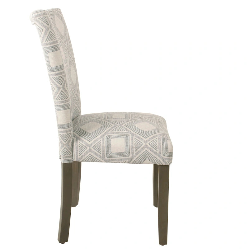 Sedia da pranzo imbottita classica in stile Parsons con gambe in legno e tessuto fantasia, set di 2, multicolore