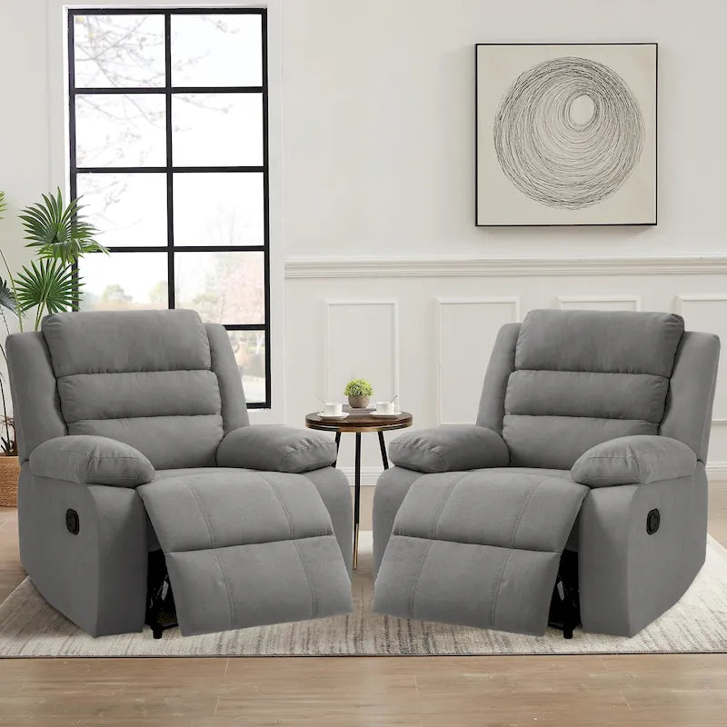 Classic Manual Pushback Recliner Chair with High Back and Rolled Arms, Set of 2, Multi-Color