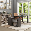 L-Shaped Executive Desk with 3 Drawers and 2 Open Shelves for Home and Office, Multi-Color
