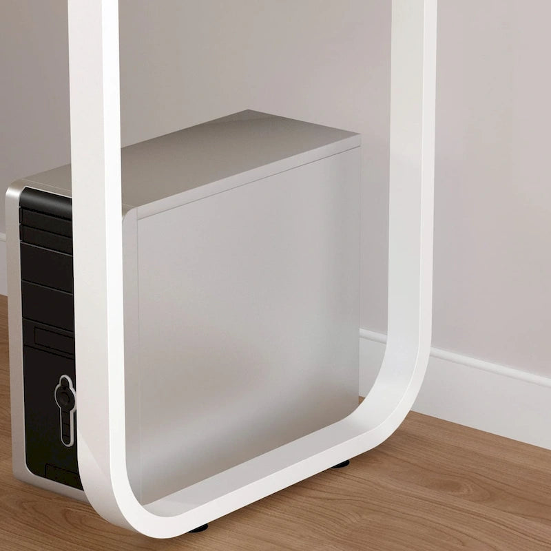 L-Shaped Executive Desk with 3 Drawers and 2 Open Shelves for Home and Office, Multi-Color