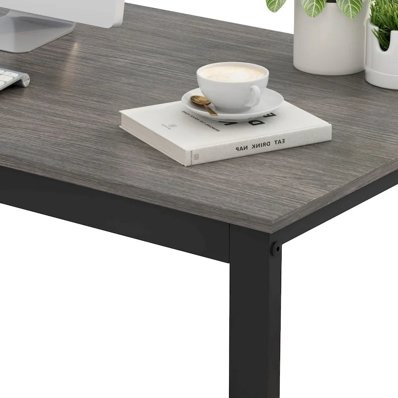 L-Shaped Executive Desk with 3 Drawers and 2 Open Shelves for Home and Office, Multi-Color