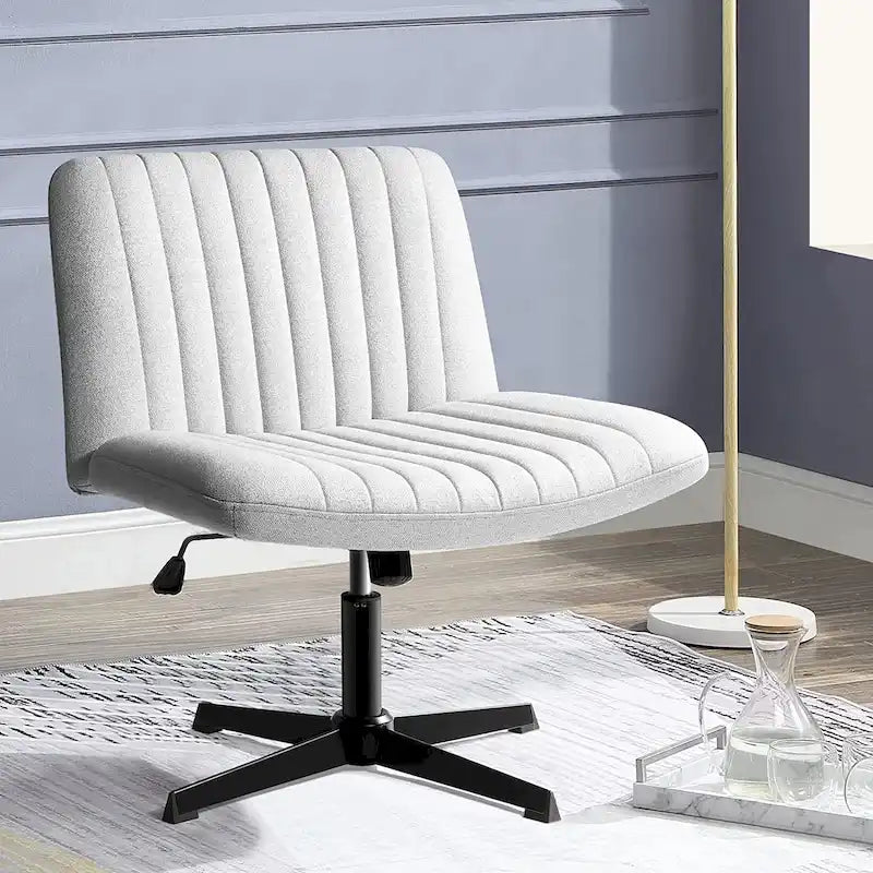 Armless Fabric Swivel Office Chair No Wheels with Adjustable Height and Cross Base, Multi-Color