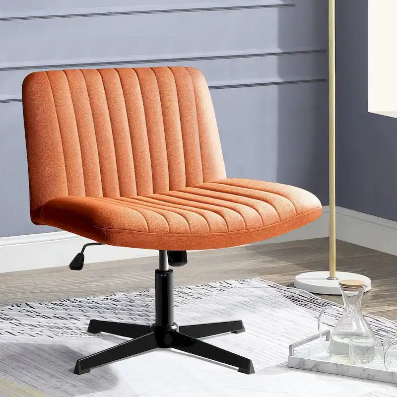 Armless Fabric Swivel Office Chair No Wheels with Adjustable Height and Cross Base, Multi-Color