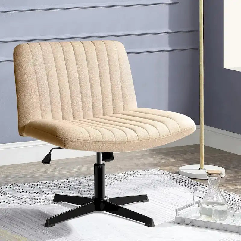 Armless Fabric Swivel Office Chair No Wheels with Adjustable Height and Cross Base, Multi-Color
