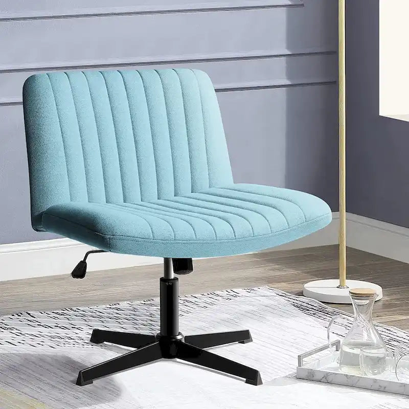 Armless Fabric Swivel Office Chair No Wheels with Adjustable Height and Cross Base, Multi-Color