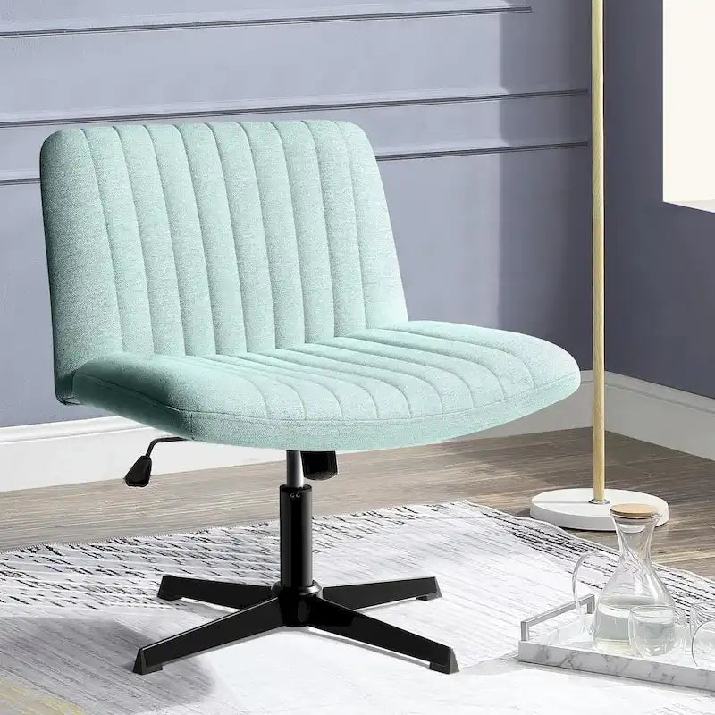 Armless Fabric Swivel Office Chair No Wheels with Adjustable Height and Cross Base, Multi-Color