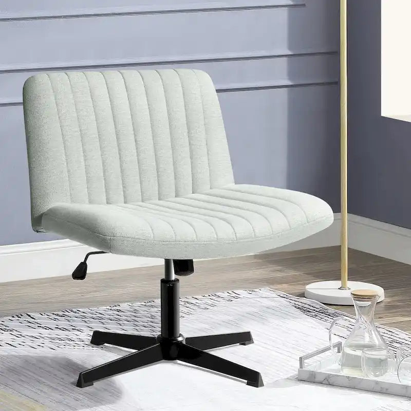 Armless Fabric Swivel Office Chair No Wheels with Adjustable Height and Cross Base, Multi-Color
