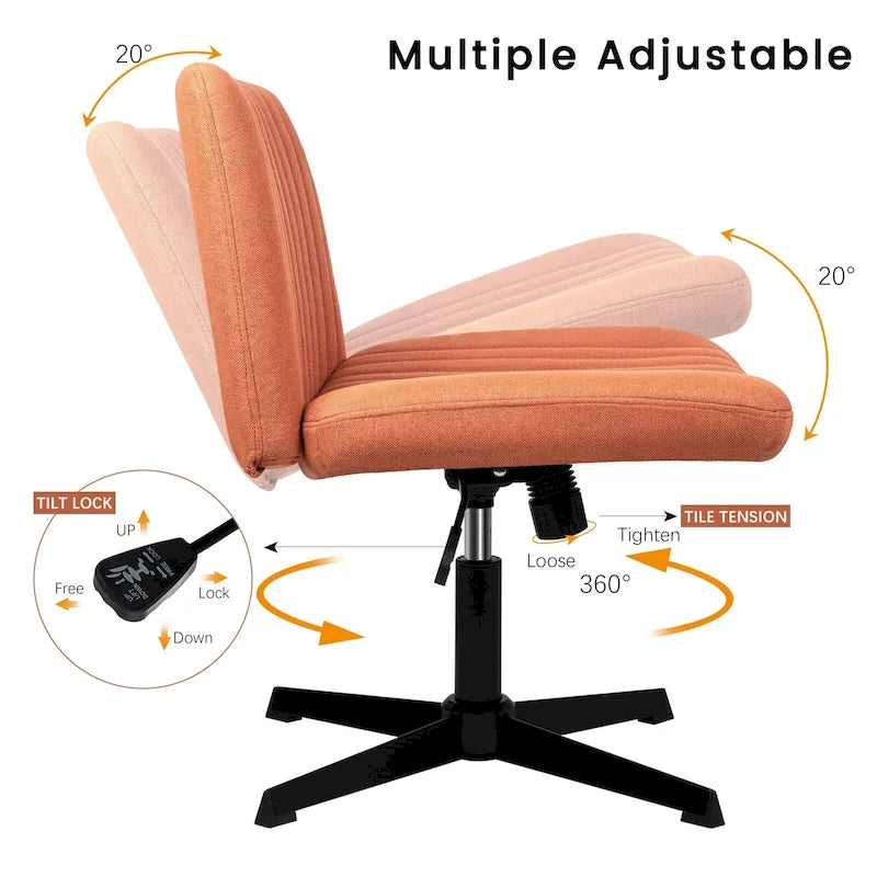 Armless Fabric Swivel Office Chair No Wheels with Adjustable Height and Cross Base, Multi-Color