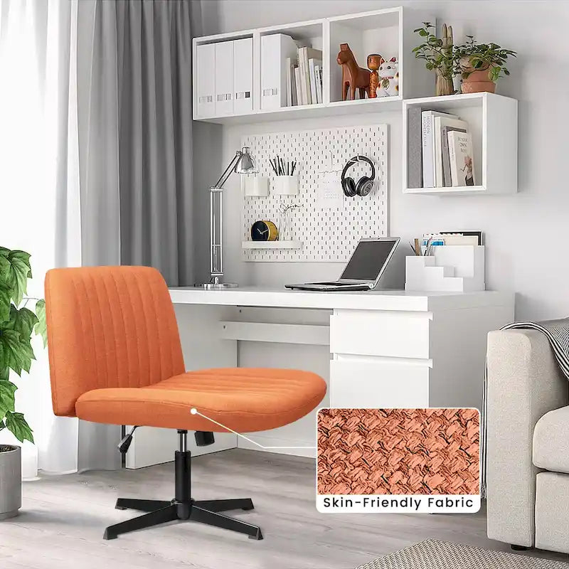 Armless Fabric Swivel Office Chair No Wheels with Adjustable Height and Cross Base, Multi-Color