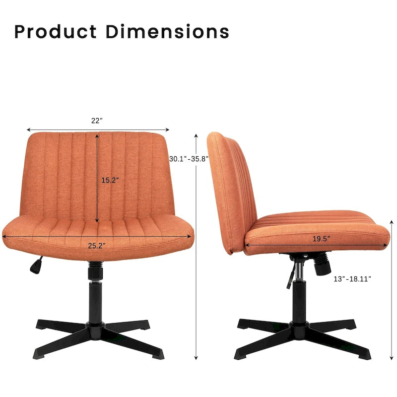 Armless Fabric Swivel Office Chair No Wheels with Adjustable Height and Cross Base, Multi-Color
