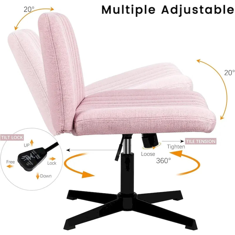 Armless Fabric Swivel Office Chair No Wheels with Adjustable Height and Cross Base, Multi-Color