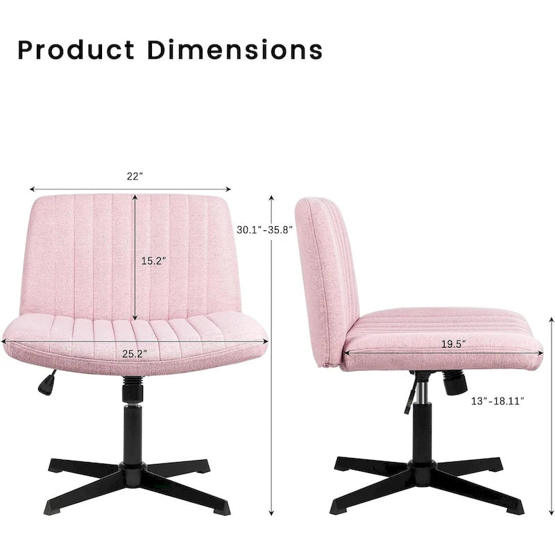 Armless Fabric Swivel Office Chair No Wheels with Adjustable Height and Cross Base, Multi-Color