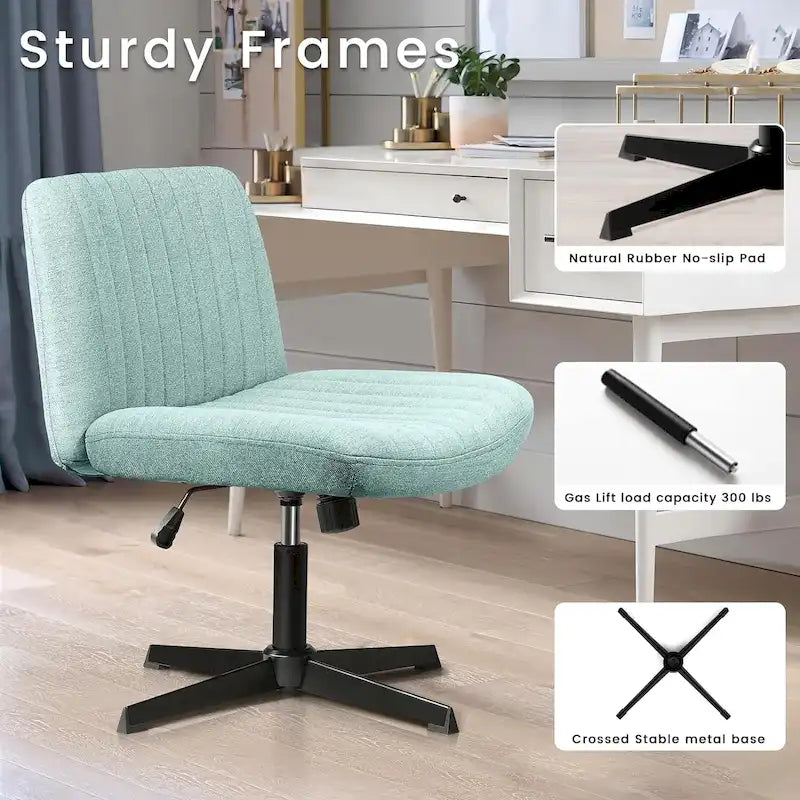 Armless Fabric Swivel Office Chair No Wheels with Adjustable Height and Cross Base, Multi-Color