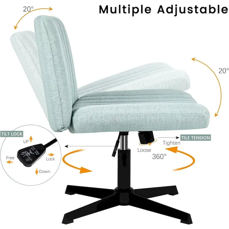 Armless Fabric Swivel Office Chair No Wheels with Adjustable Height and Cross Base, Multi-Color