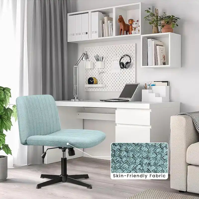 Armless Fabric Swivel Office Chair No Wheels with Adjustable Height and Cross Base, Multi-Color