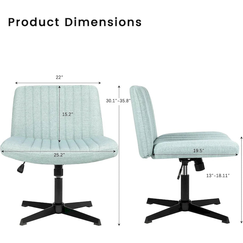 Armless Fabric Swivel Office Chair No Wheels with Adjustable Height and Cross Base, Multi-Color