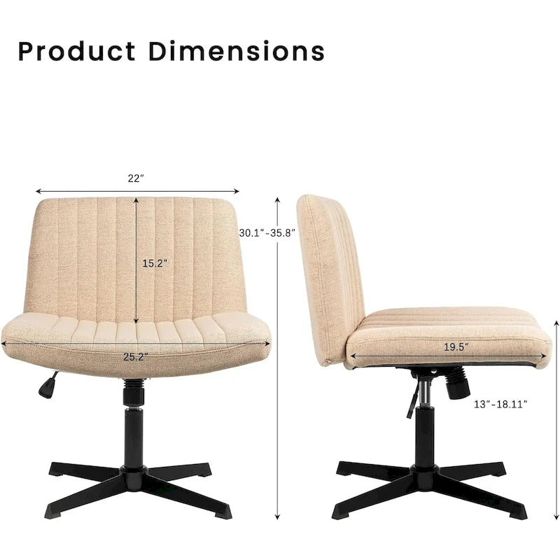 Armless Fabric Swivel Office Chair No Wheels with Adjustable Height and Cross Base, Multi-Color