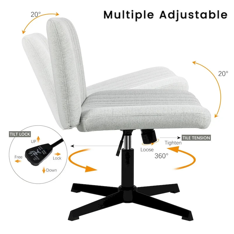 Armless Fabric Swivel Office Chair No Wheels with Adjustable Height and Cross Base, Multi-Color