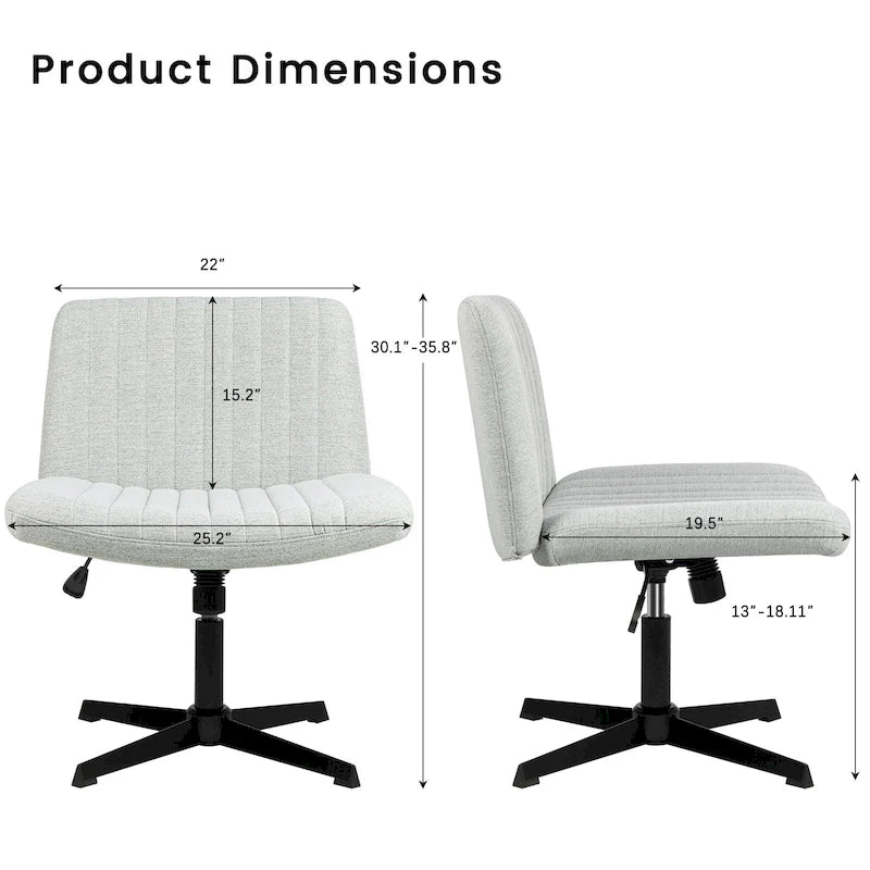 Armless Fabric Swivel Office Chair No Wheels with Adjustable Height and Cross Base, Multi-Color