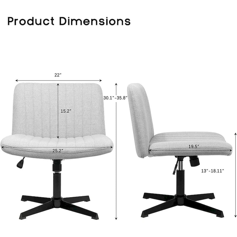 Armless Fabric Swivel Office Chair No Wheels with Adjustable Height and Cross Base, Multi-Color
