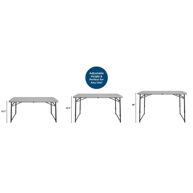 4 ft. Fold-in-Half Portable Utility Table with Adjustable Height, Indoor and Outdoor