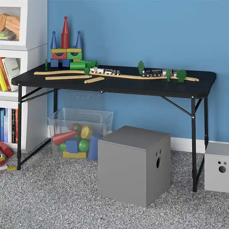 4 ft. Fold-in-Half Portable Utility Table with Adjustable Height, Indoor and Outdoor