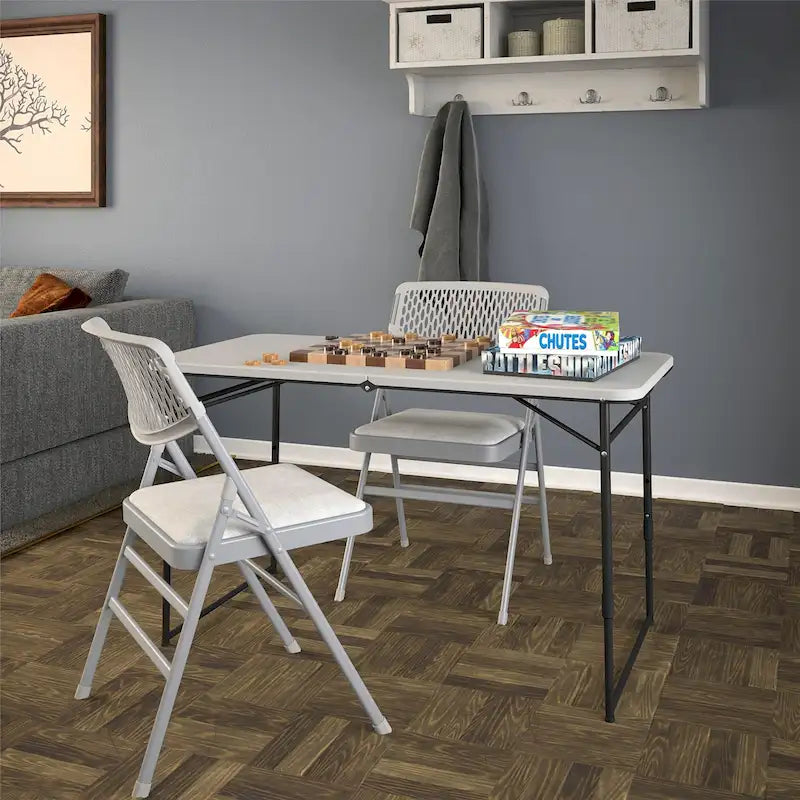 4 ft. Fold-in-Half Portable Utility Table with Adjustable Height, Indoor and Outdoor