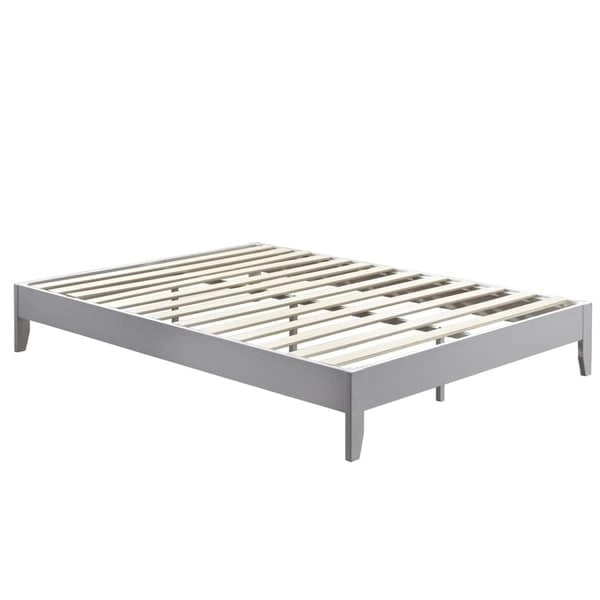Pine Wood Transitional Platform Bed with Tapered Legs, Espresso Natural and White