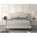 Button Tufted Camelback Upholstered Platform Bed with Foam Headboard, Multi-Color