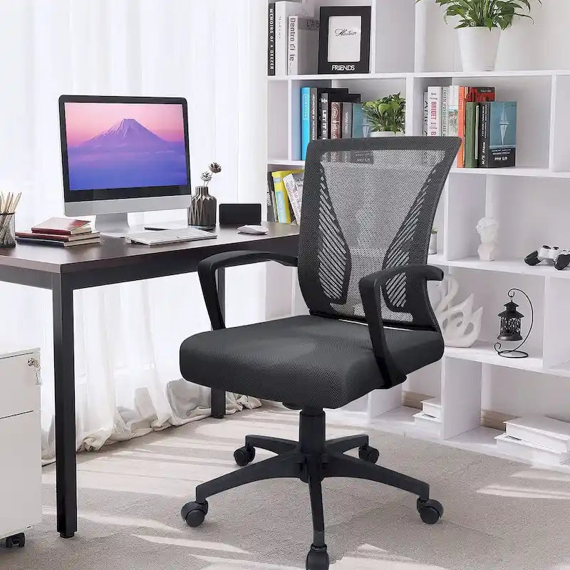 Mid-Back Mesh Ergonomic Office Chair with Lumbar Support and Armrests, Multi-Color