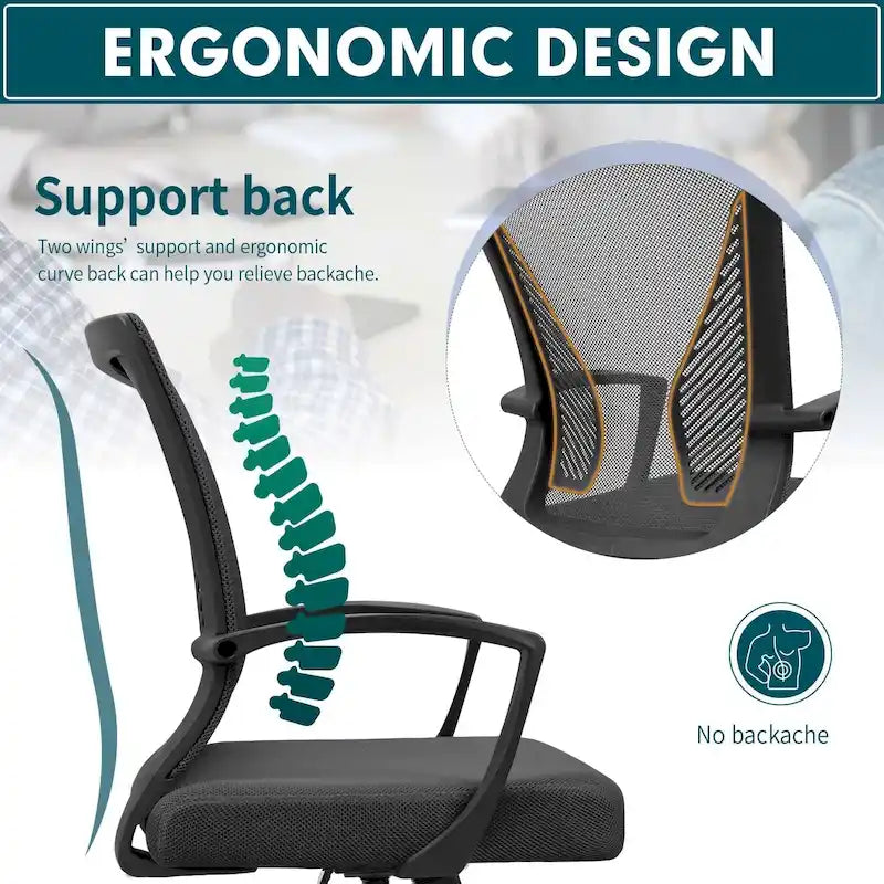 Mid-Back Mesh Ergonomic Office Chair with Lumbar Support and Armrests, Multi-Color
