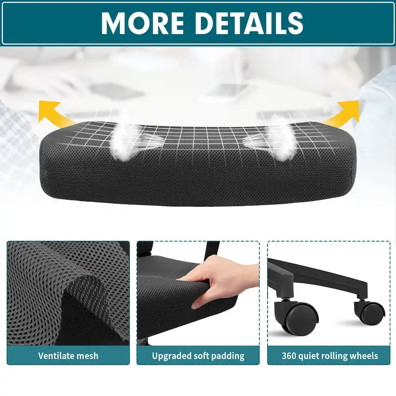 Mid-Back Mesh Ergonomic Office Chair with Lumbar Support and Armrests, Multi-Color