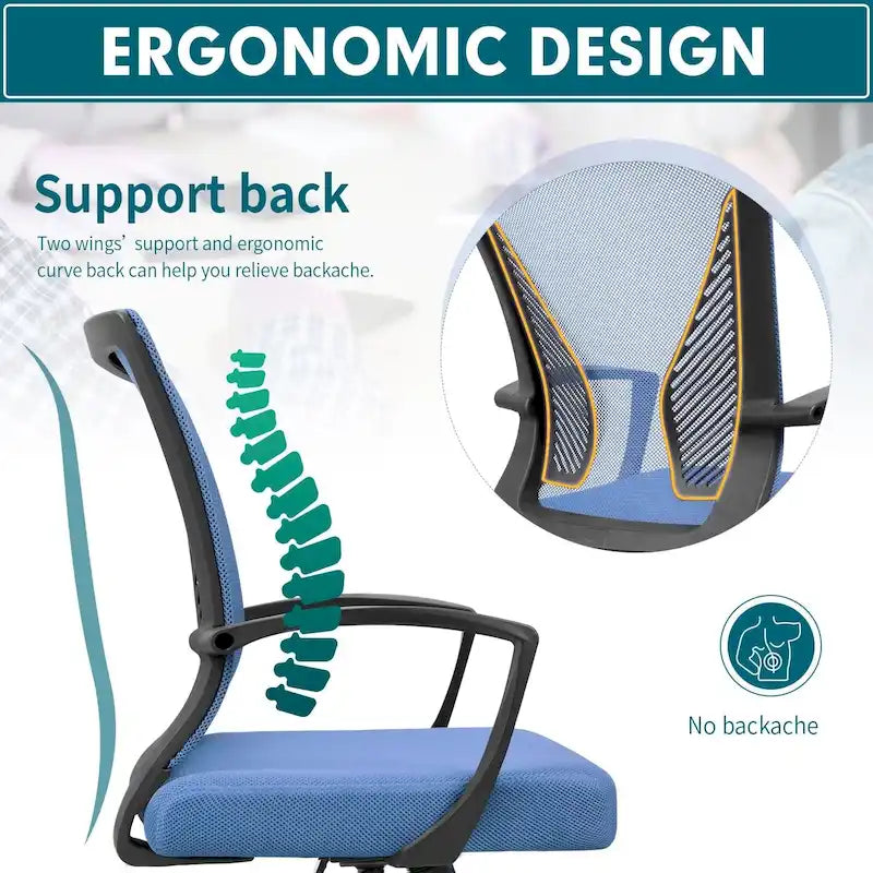 Mid-Back Mesh Ergonomic Office Chair with Lumbar Support and Armrests, Multi-Color